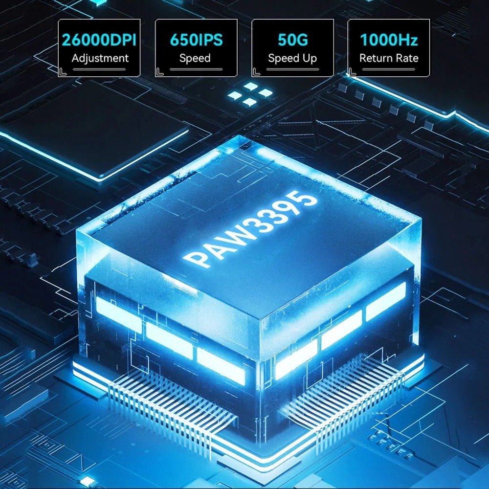 Attack Shark X3 Bluetooth Mouse,PixArt PAW3395,Tri-Mode Connection,Wired 8KHz/Wireless 4KHz,,Macro Gaming Mouse - Image 6