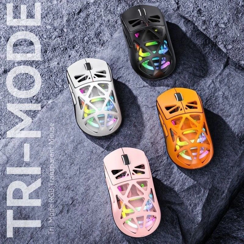 M7 Tri-Mode Bluetooth Wireless Connection Charging Transparent Mouse Multi System Compatible Lightweight - Brand New