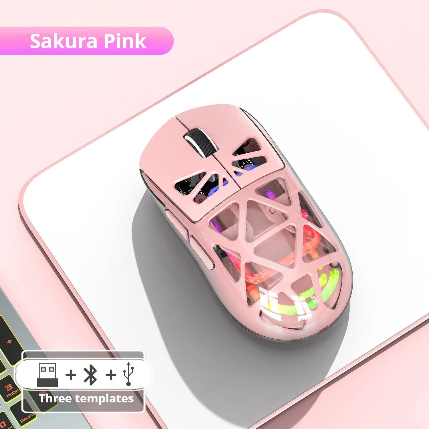 M7 Tri-Mode Bluetooth Wireless Connection Charging Transparent Mouse Multi System Compatible Lightweight - Brand New - Image 7