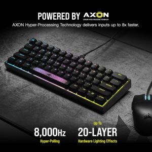 Corsair K65 RGB Mini 60% (Without BOX) (Radiant Spacebar) Mechanical Gaming Keyboard - - Customizable Per-Key RGB Backlighting - Detachable USB Type-C Cable