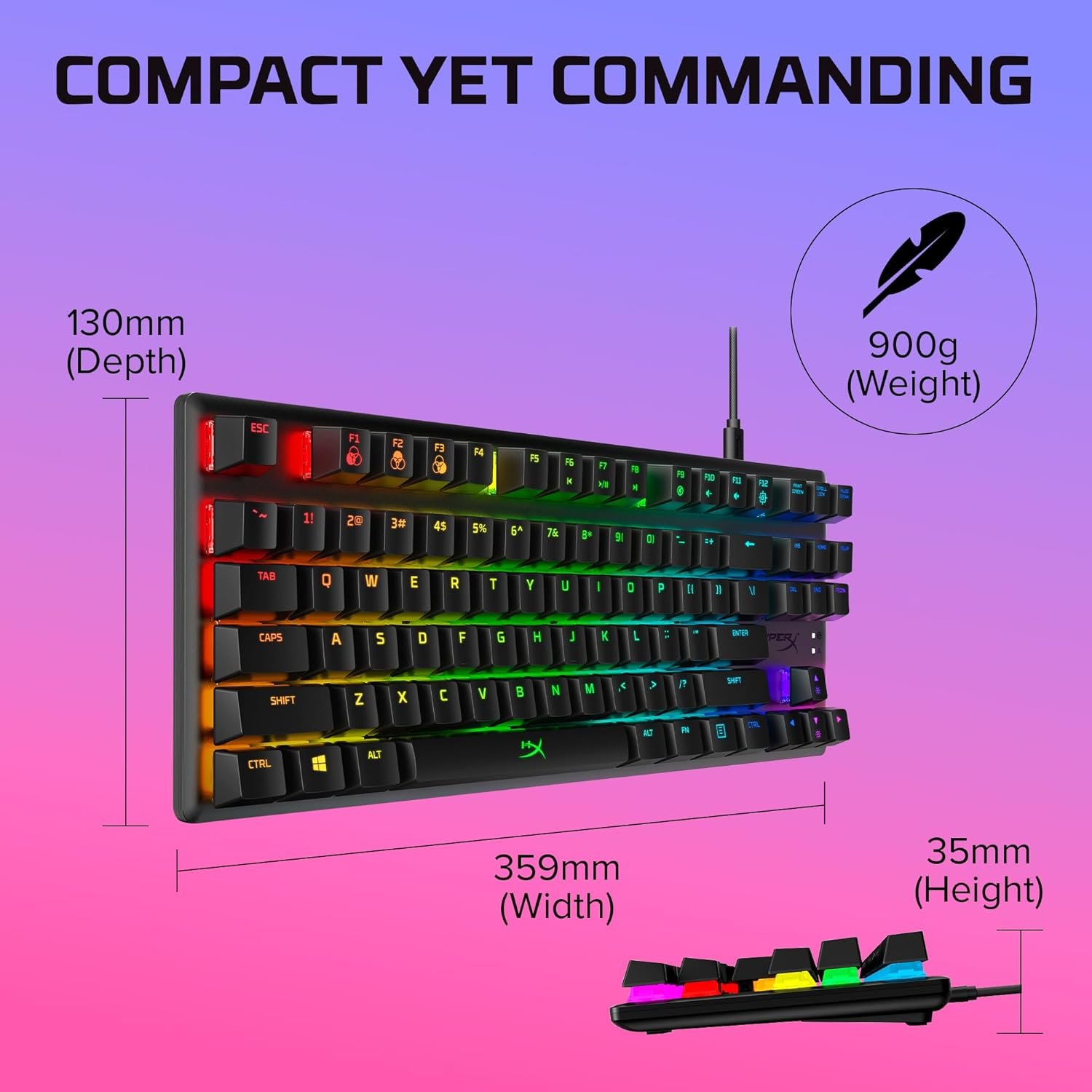HyperX Alloy Origins Core - Tenkeyless Mechanical Gaming Keyboard, Software Controlled Light & Macro Customization, Compact Form Factor, RGB LED Backlit, Linear HyperX Red Switch,Black - Image 5