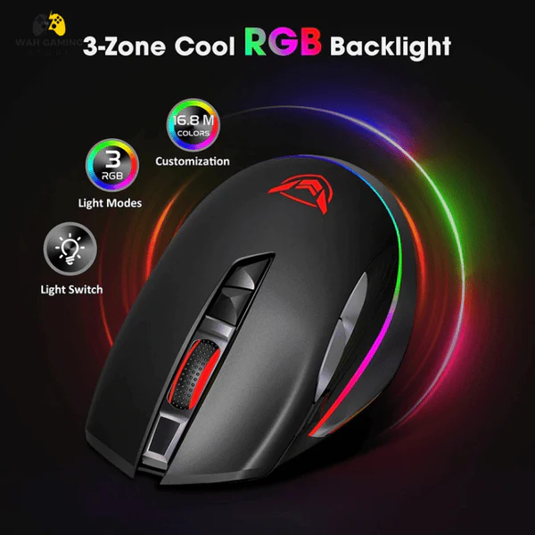 PICTEK PC255A Wireless & Wired RGB Gaming Mouse – Optical Sensor 10.000 DPI – Polling Rate 1000Hz – 8 Programmable Buttons – Rechargeable battery - Image 3