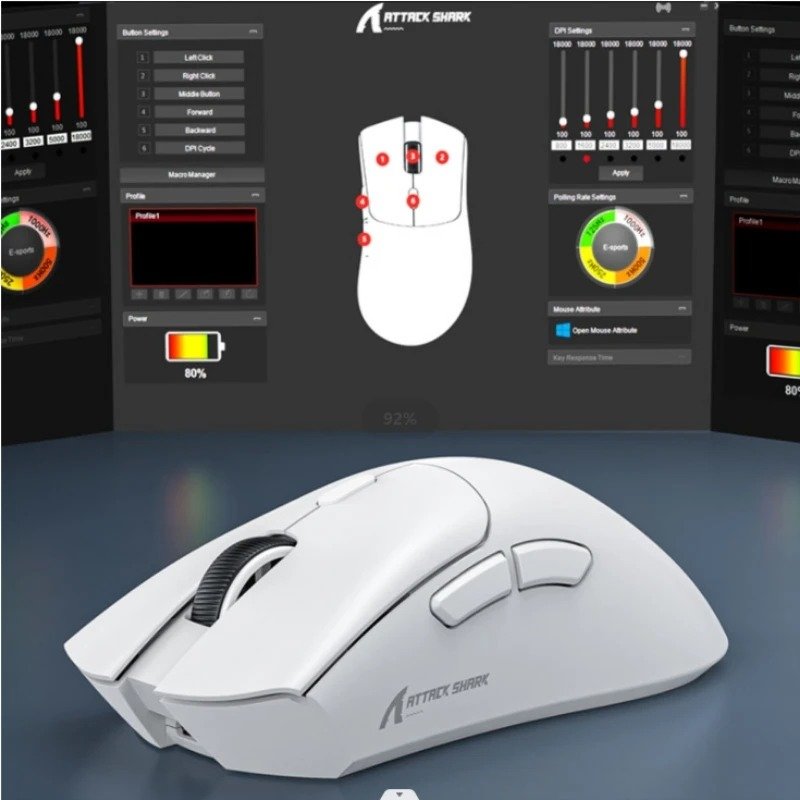 Attack Shark R1 18000dpi Wireless Gaming Mouse,1000Hz PAW3311 ,Bluetooth 2.4 Tri-mode Connection, Macro Gaming Mouse No Ratings - Image 5